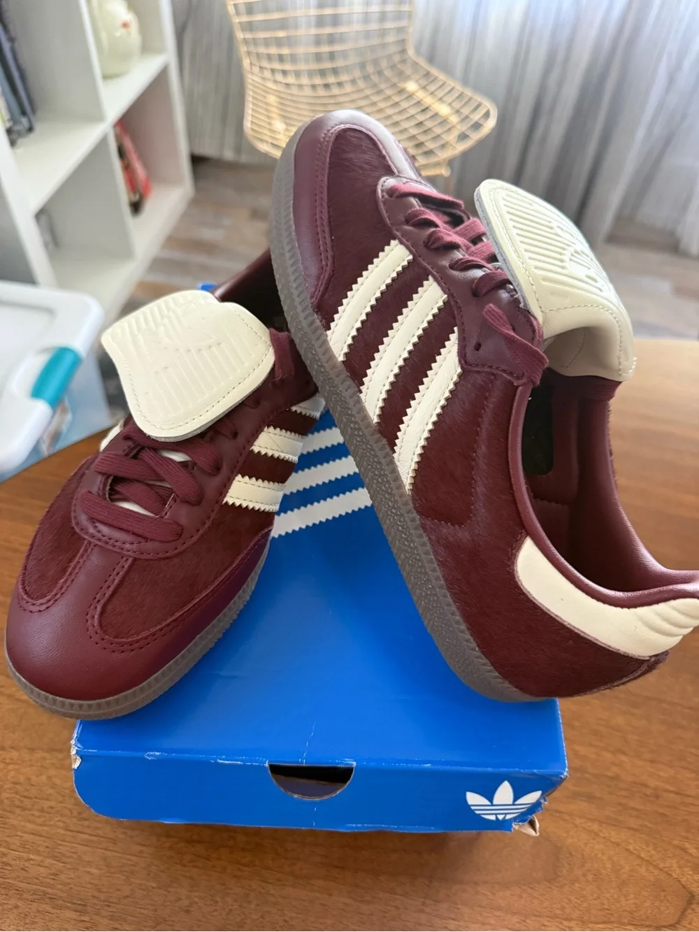 adidas Gazelle Athletic Shoes Burgundy and Cream - Picture 1 of 4